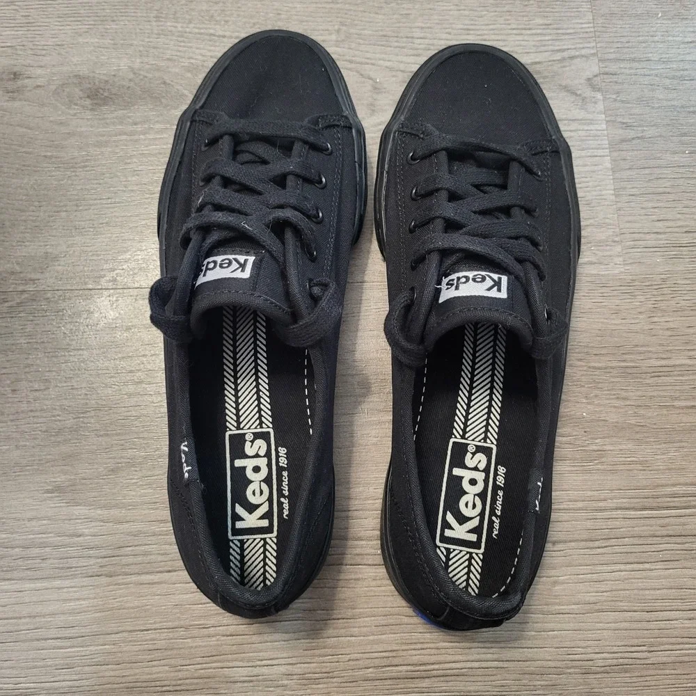 Keds Champion Kickstart Black Canvas Sneakers Womens size 6 Low Top Lace Up